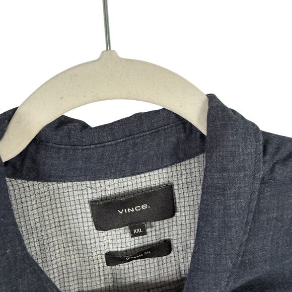 Vince Double Face Long Sleeve Shirt Classic Fit Blue Cotton Gauze Mens Size XXL - Picture 4 of 7